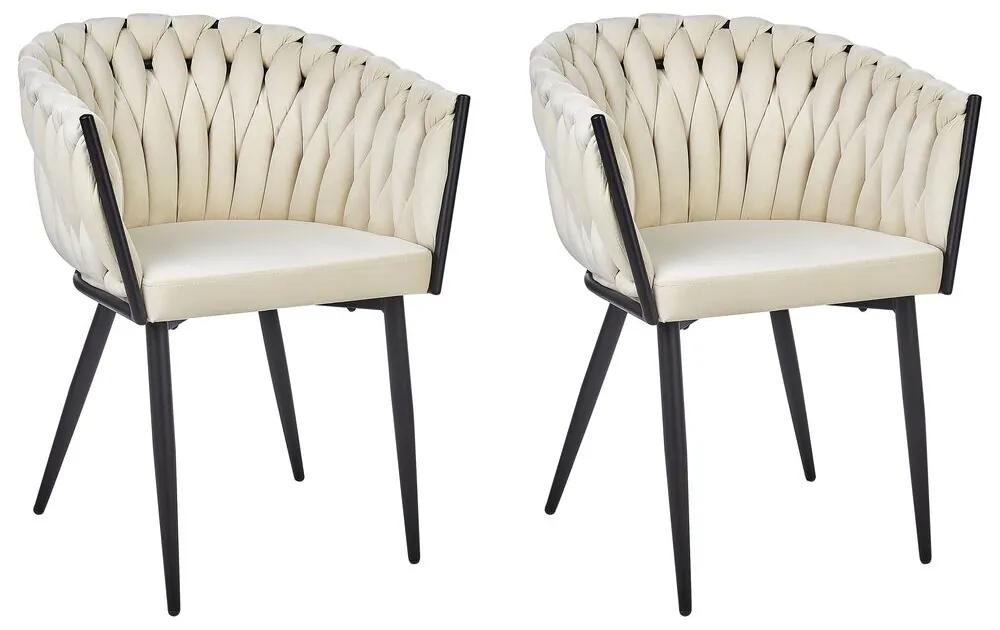 Conjunto de 2 cadeiras de jantar em veludo creme claro MILAN Beliani