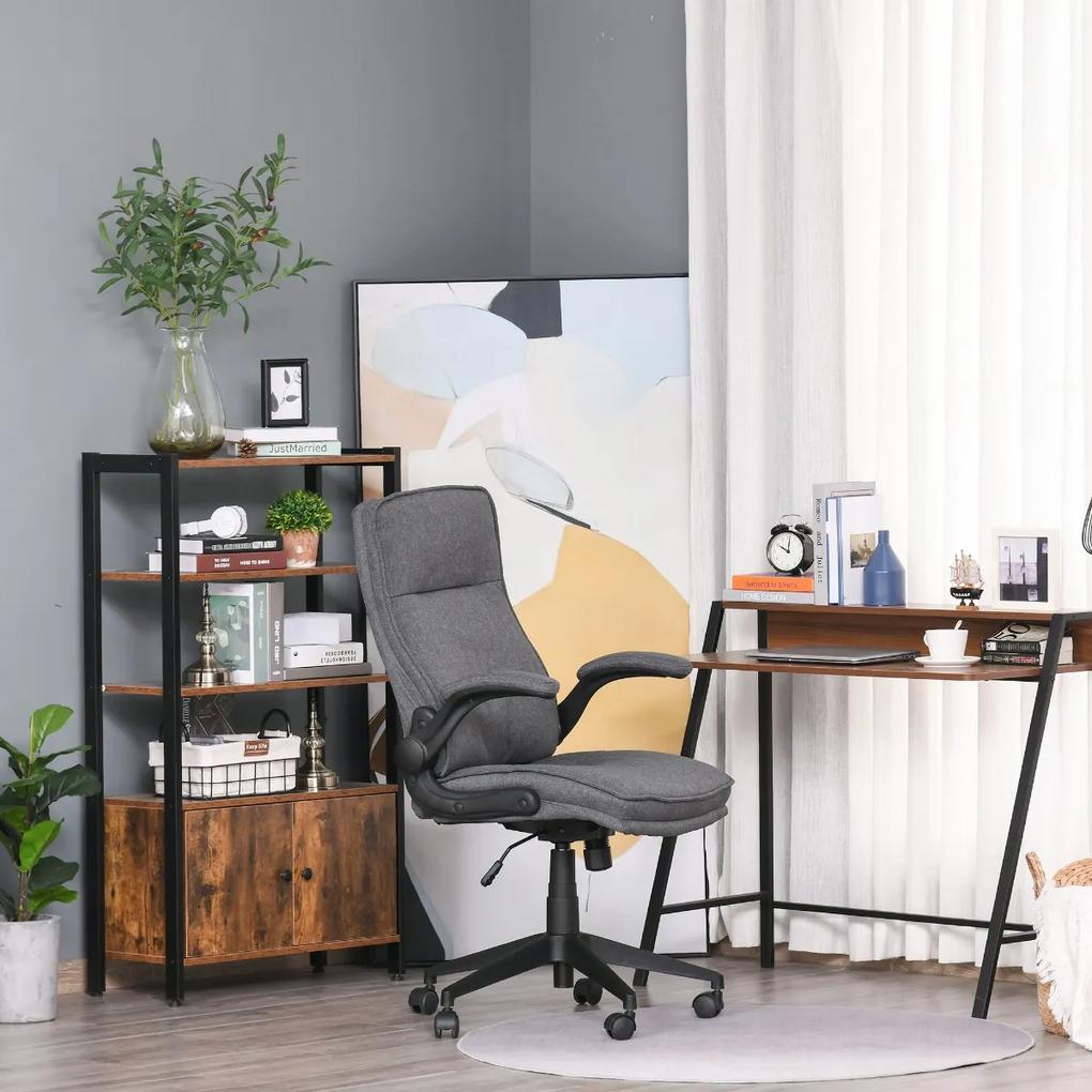 Vinsetto Cadeira de escritório ergonômica 360 ° giratória com função de inclinação Apoios de braço acolchoados e ajustáveis ​​em altura