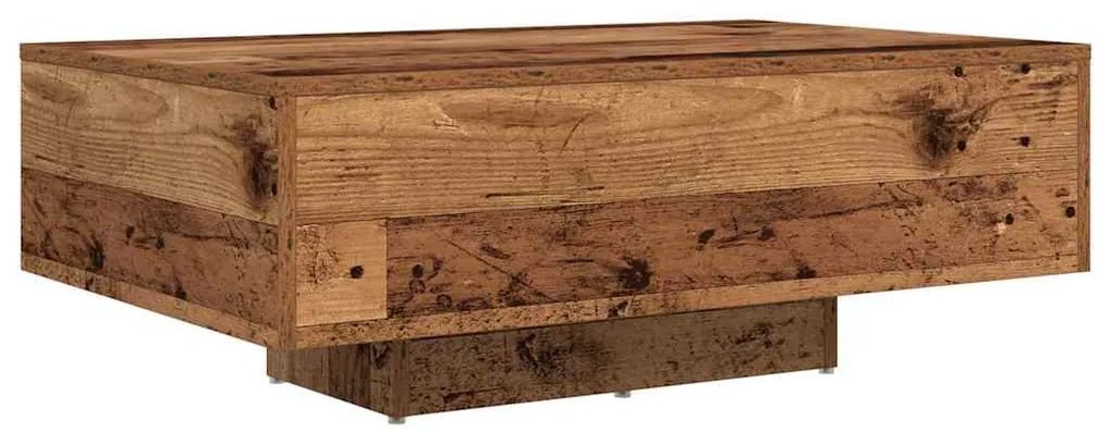 Mesa de Centro vidaXL com Luzes LED Madeira Antiga 85x55x31 cm