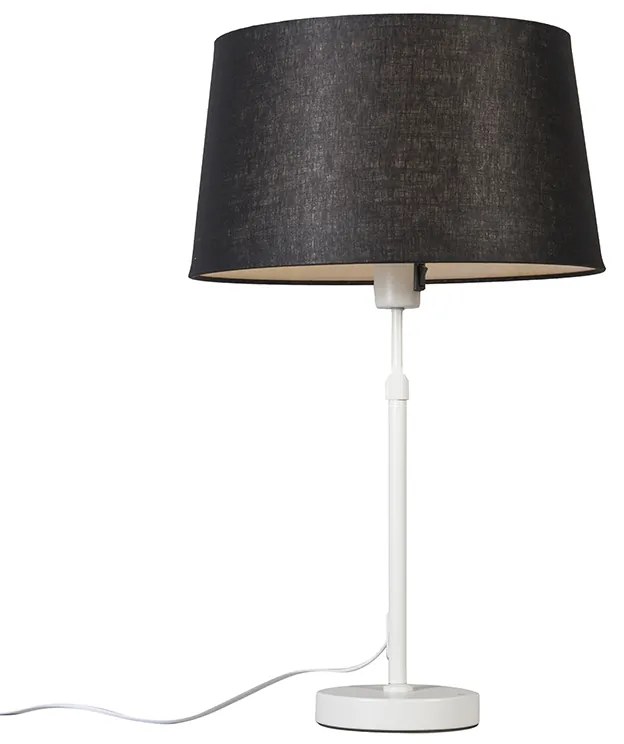 Candeeiro de mesa branco com cúpula preta 35 cm ajustável - Parte Moderno