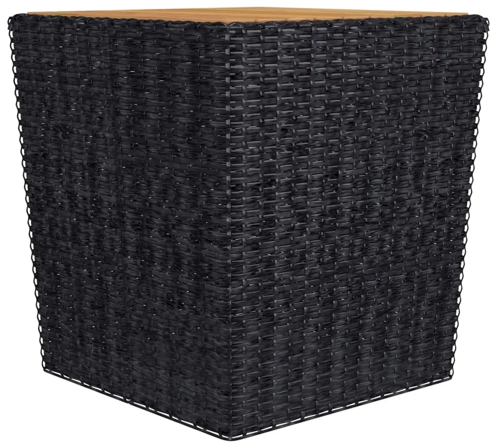 3 pcs conjunto bistrô jardim vime PE e madeira maciça preto