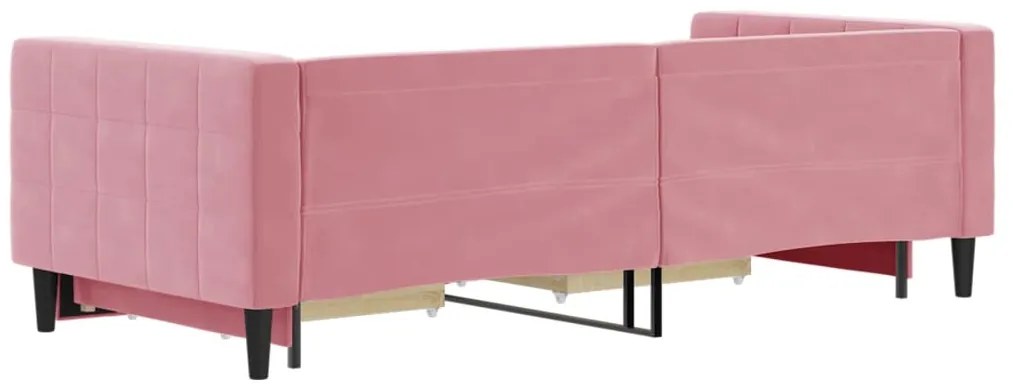 Sofá-cama com gavetão e gavetas 90x200 cm veludo rosa