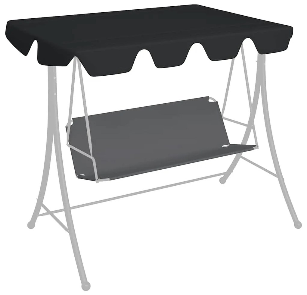 Toldo suplente p/ baloiço de jardim 150/130x105/70 cm preto
