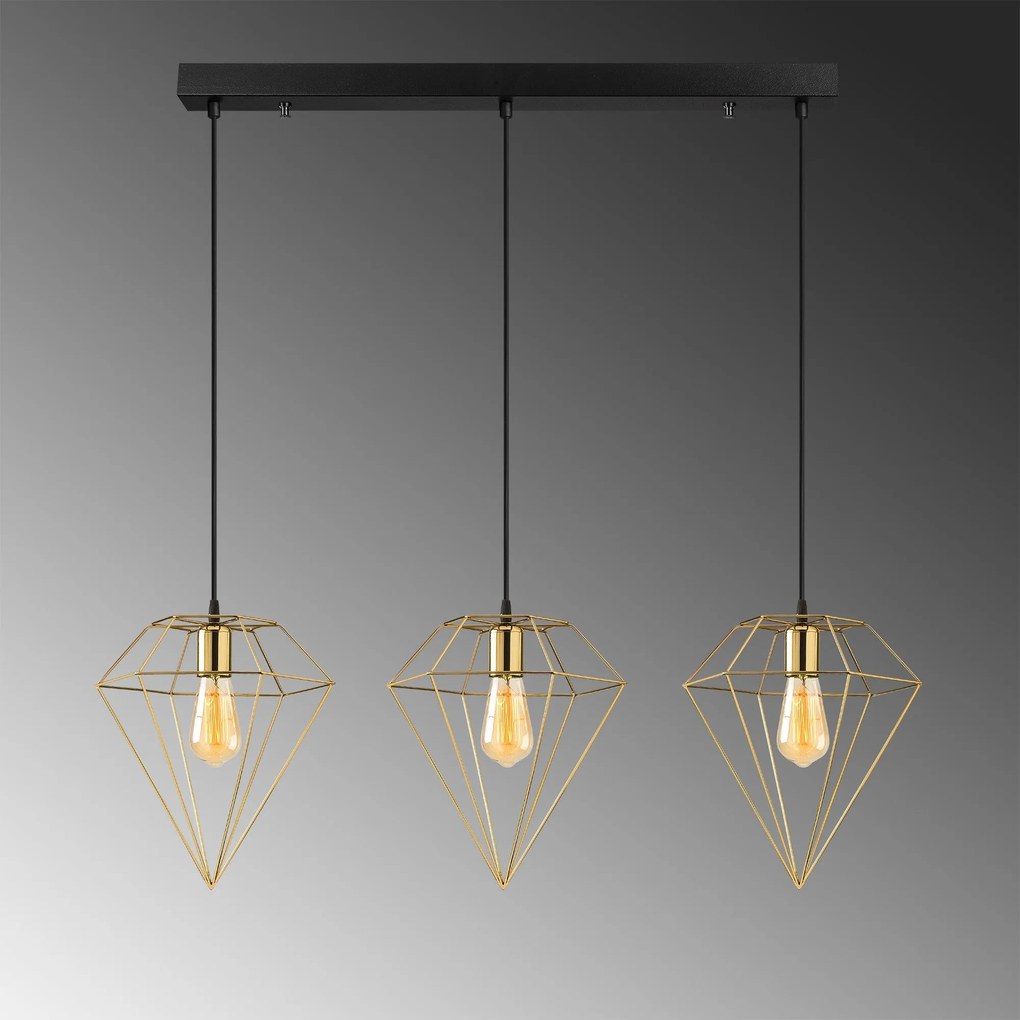 Candeeiro de Teto Elmas – Dourado – 100 x 30 cm