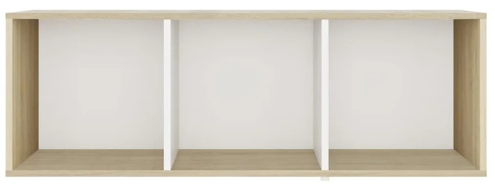 Móvel de TV 107x35x37 cm contraplacado branco e carvalho sonoma