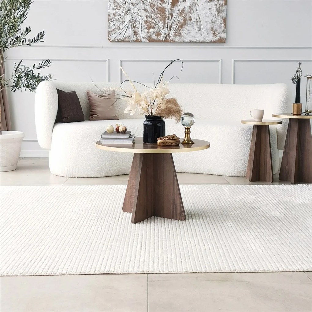 Mesa de Café Mushroom – Dourado e Nogueira – 60x40x60 cm
