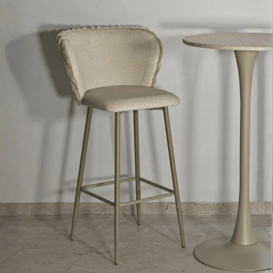 CONJUNTO DE 2 BANCOS DE BAR ALASKA CREME 55X58X106 CM (ALTURA DO ASSENTO CM 77)