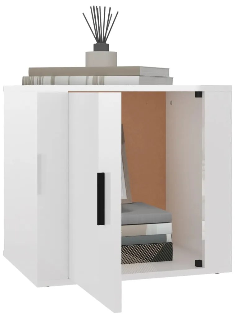 Mesa de cabeceira 50x39x47 cm branco brilhante
