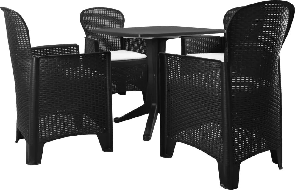 vidaXL Conjunto de jantar para exterior 5 pcs plástico vime antracite