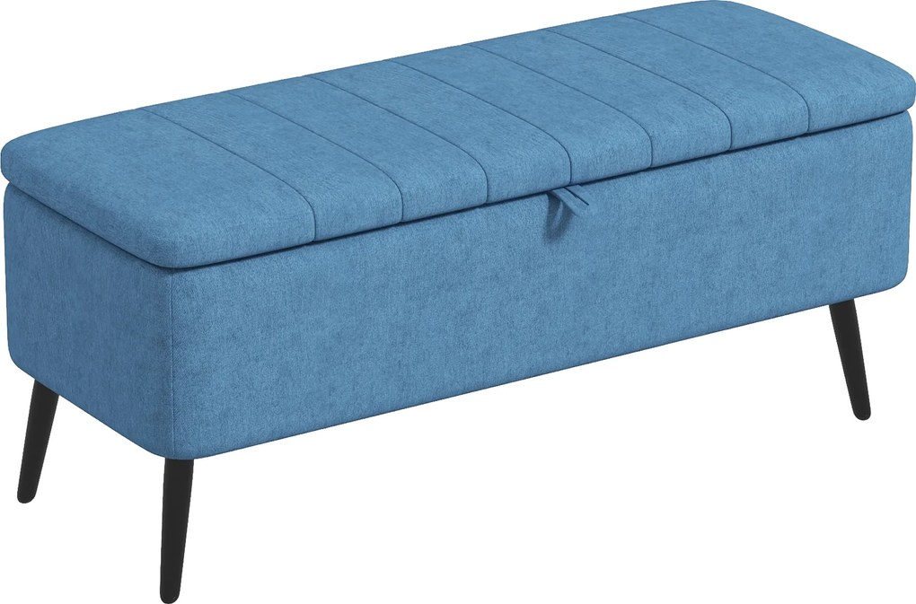 HOMCOM Banco com Compartimento Pufe Acolchoado 102x40x44 cm Azul Escuro | Aosom Portugal