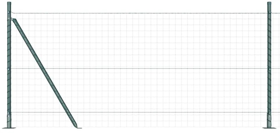Conjunto de Postes de Cerca com Placas de Base 7 pcs Verde