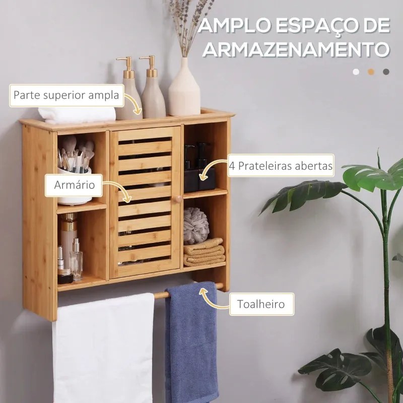 Armário de Parede Liner em Bambú de Casa de Banho - Design Natura