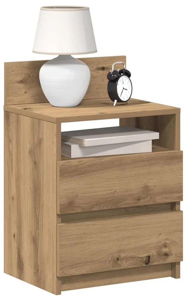 Mesa de cabeceira com 2 gavetas 40x33x60 cm carvalho artisiano