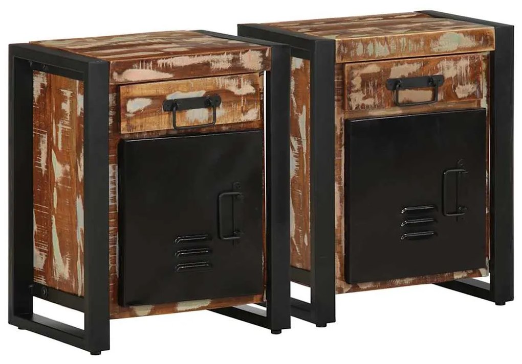 vidaXL Mesas de cabeceira 2 pcs madeira maciça áspera multicor manga