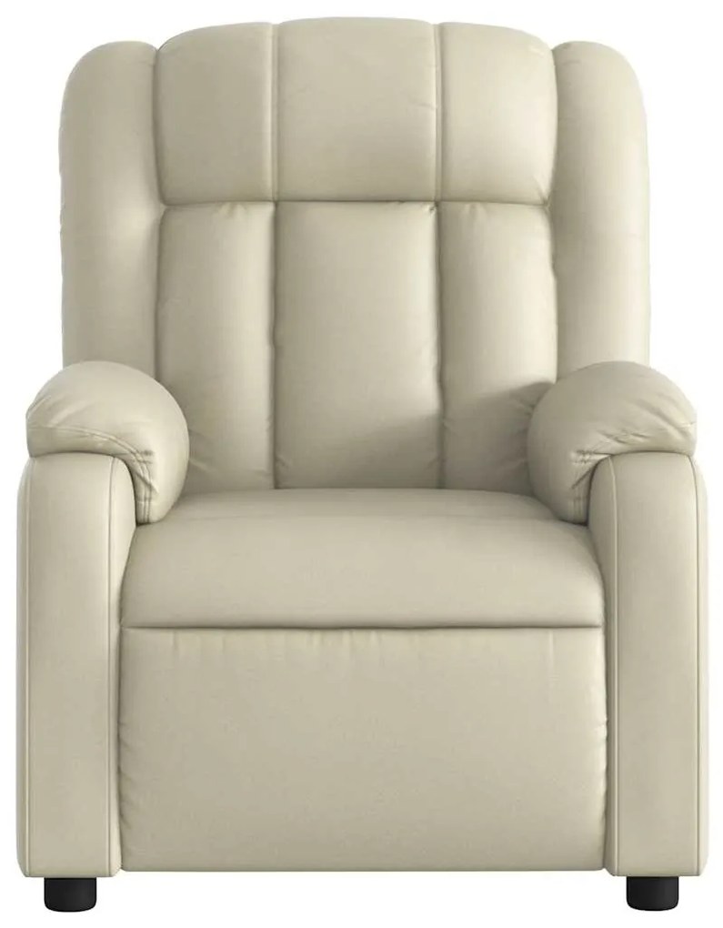 Poltrona de massagens reclinável couro artificial cor creme