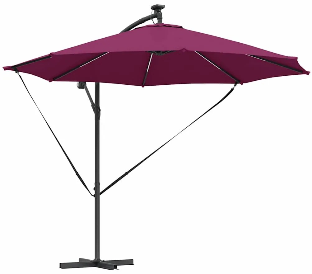 Guarda-sol de Bananeira Cantilever com bloqueio Vermelho bordô