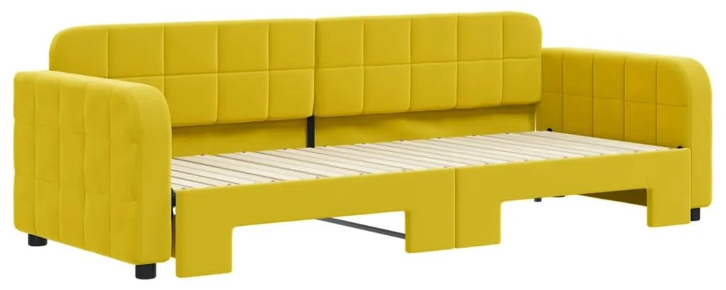 Sofá-cama com gavetão 80x200 cm veludo amarelo