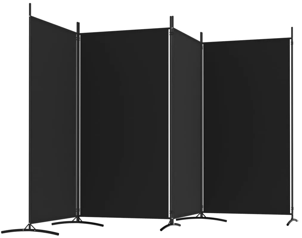 Divisória de quarto com 4 painéis 346x180 cm tecido preto
