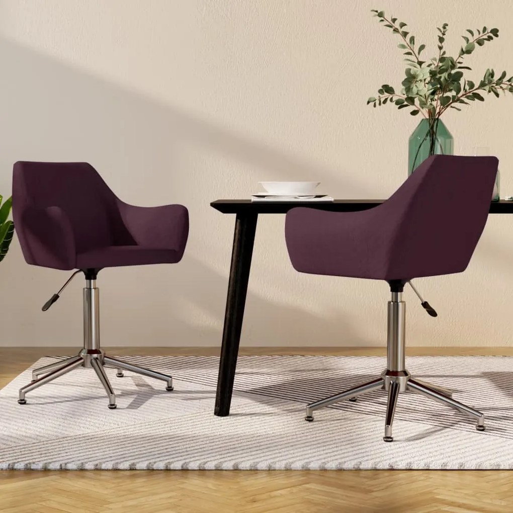 vidaXL Cadeiras de jantar giratórias 2 pcs tecido roxo