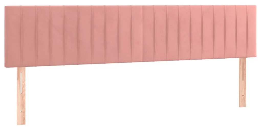 Cabeceira de cama c/ luzes LED veludo 200x5x78/88 cm rosa