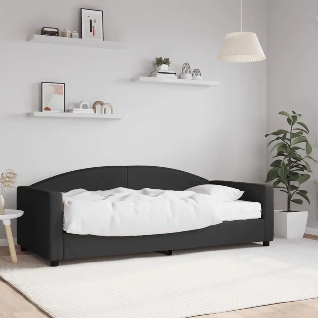 vidaXL Sofá-cama com colchão 90x190 cm tecido preto