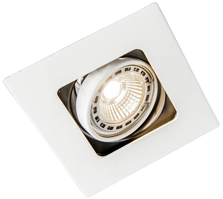 Conjunto de 6 Foco de encastrar quadrado branco orientável - ARTEMIS