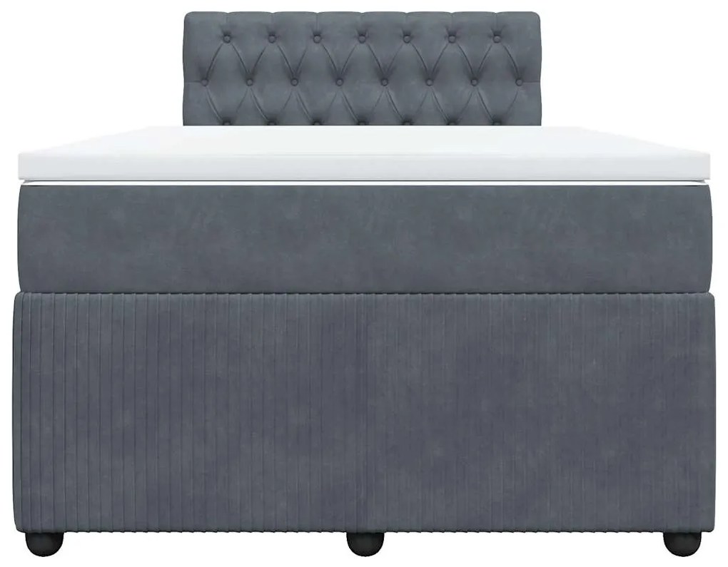Cama boxspring com colchão 120x200 cm veludo cinzento-escuro
