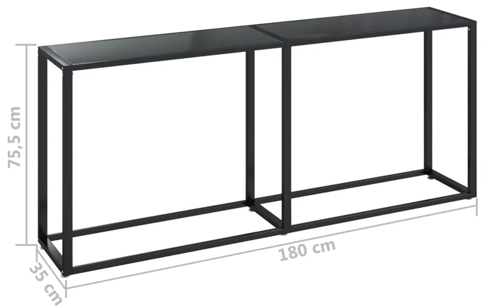 Mesa consola preto 180x35x75,5 cm vidro temperado