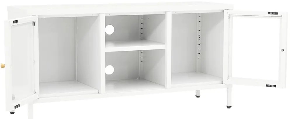Móvel de TV 105x35x52 cm aço e vidro branco