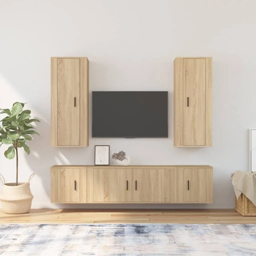 vidaXL Conjunto móveis de TV 5 pcs madeira processada carvalho sonoma
