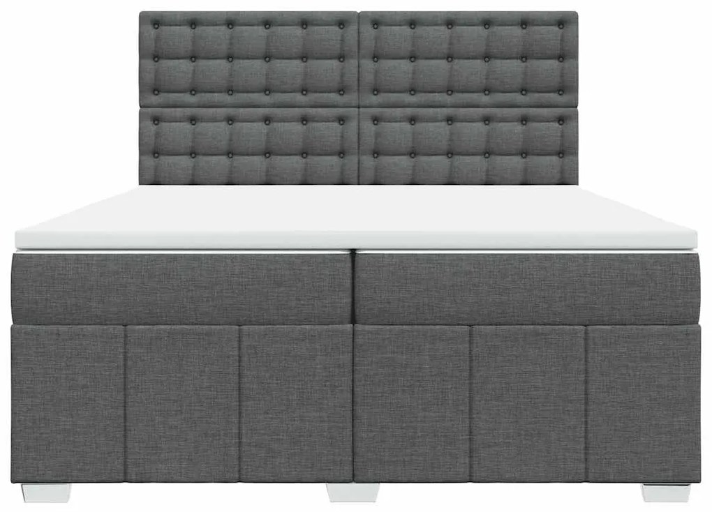 Cama com molas/colchão 200x200 cm tecido cinzento-escuro