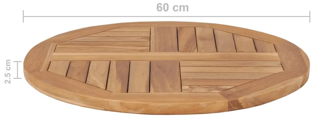 Tampo de mesa redondo 2,5 cm 60 cm madeira teca maciça