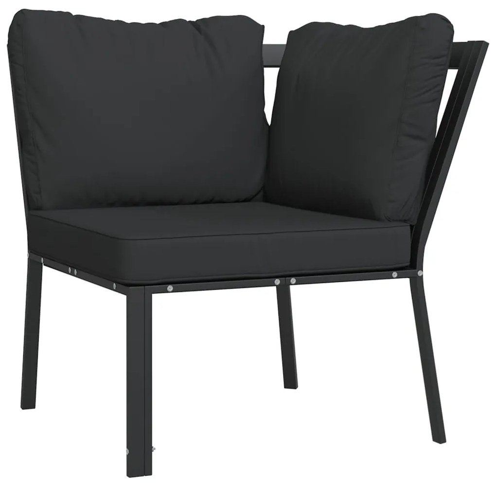 11 pcs conjunto lounge de jardim aço c/ almofadões cinzentos