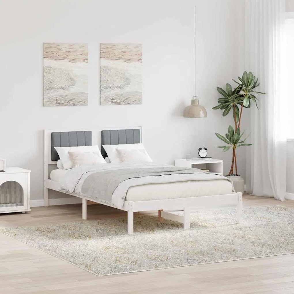 vidaXL Estrutura de Cama com Cabeceira Estofada Cinzento-claro