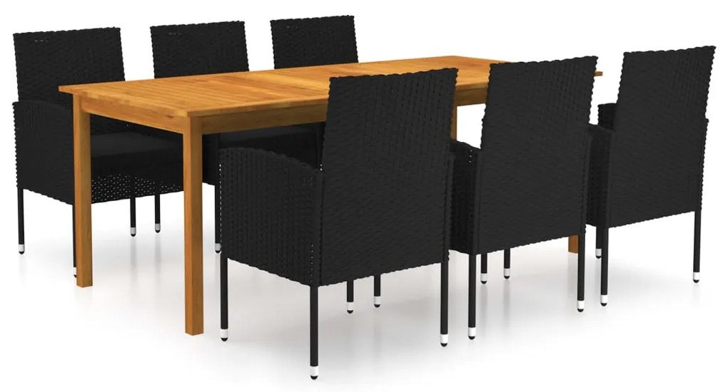 vidaXL 7 pcs conjunto de jantar para jardim preto