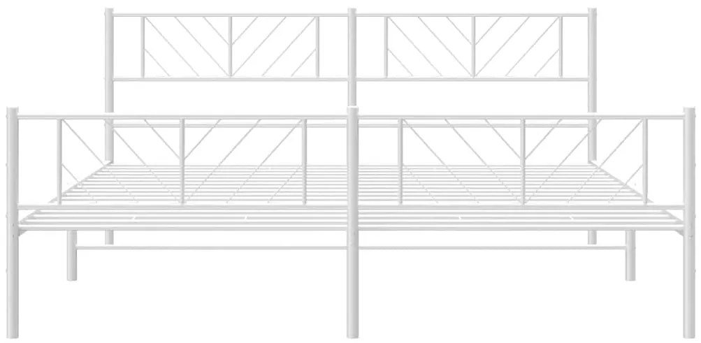 Estrutura de cama com cabeceira e pés 193x203 cm metal branco