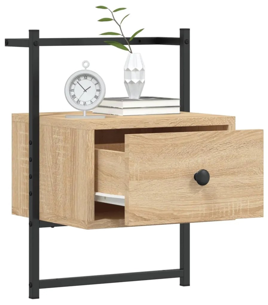 Mesa cabeceira parede 35x30x51cm deriv. madeira carvalho sonoma
