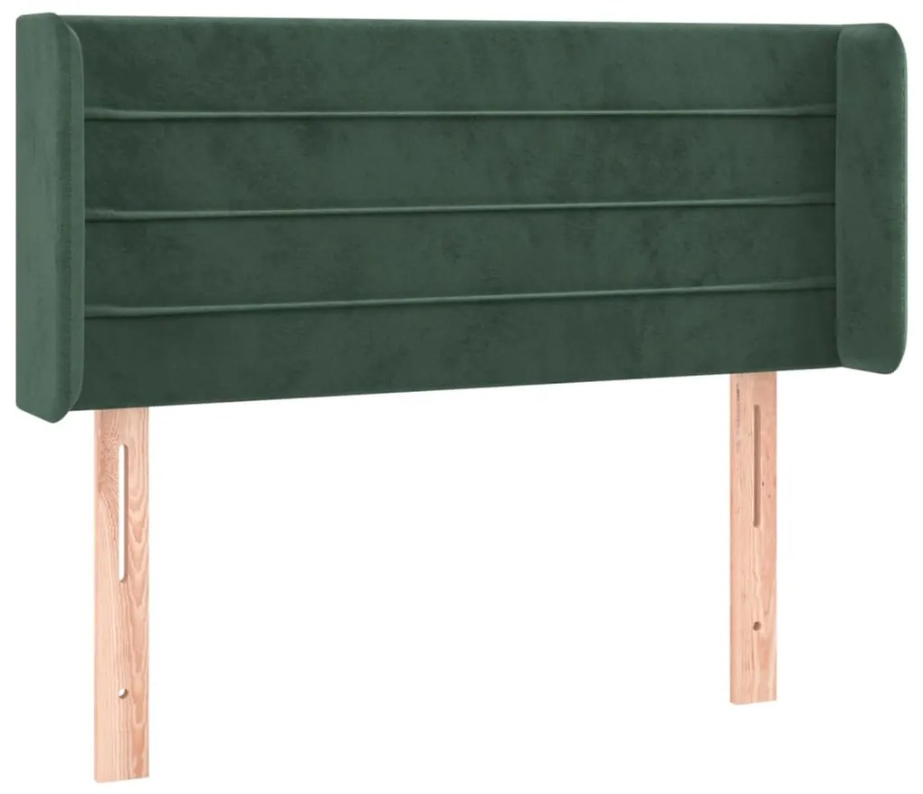 Cabeceira cama c/ luzes LED veludo 83x16x78/88 cm verde-escuro