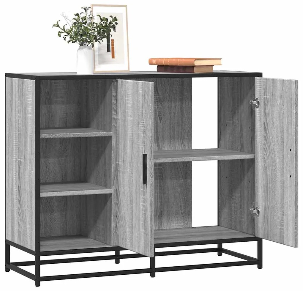 vidaXL Aparador 92x35x76 cm derivados de madeira cinzento sonoma