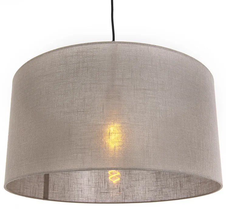 Candeeiro de suspensão rústico preto com cúpula bege 50 cm - Combi 1 Moderno