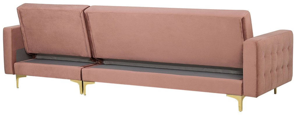 Sofá de canto 4 lugares em veludo rosa à esquerda ABERDEEN Beliani