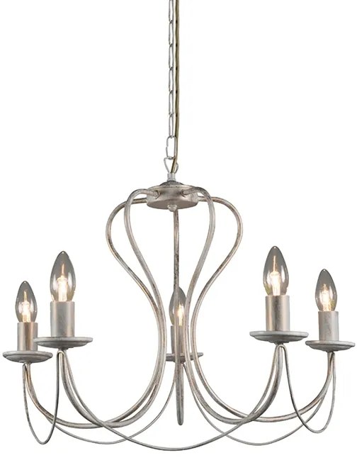 Candeeiro de candelabros antigo creme com dourado 5 luzes - Como 5