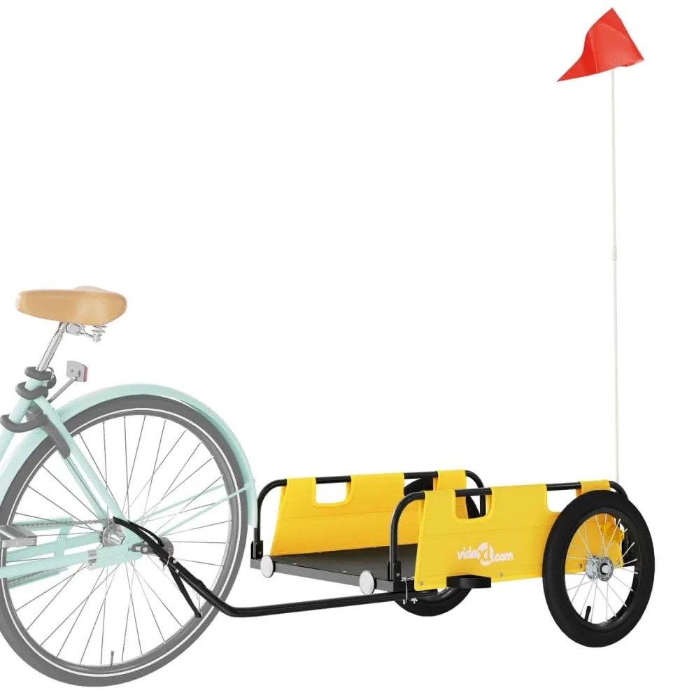 Reboque de carga para bicicleta tecido oxford e ferro amarelo