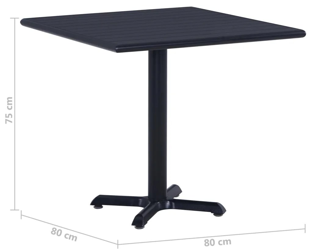 Mesa de jardim 80x80x75 cm preto
