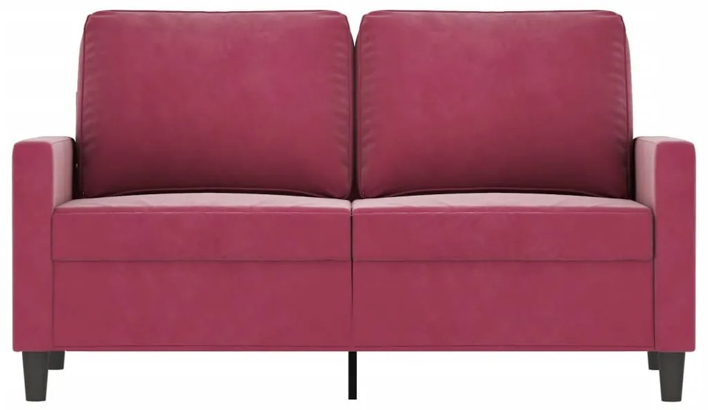 Sofá de 2 lugares veludo 120 cm vermelho tinto