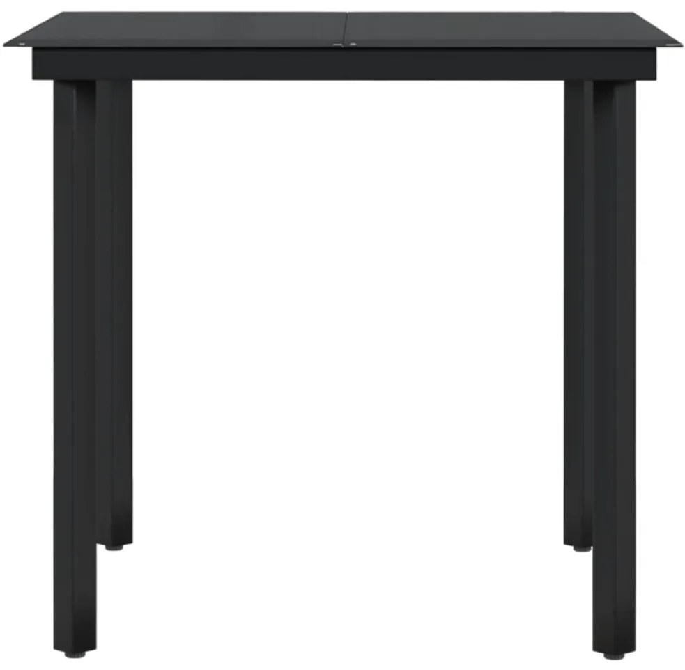 3 pcs conjunto de jantar para jardim com almofadões preto