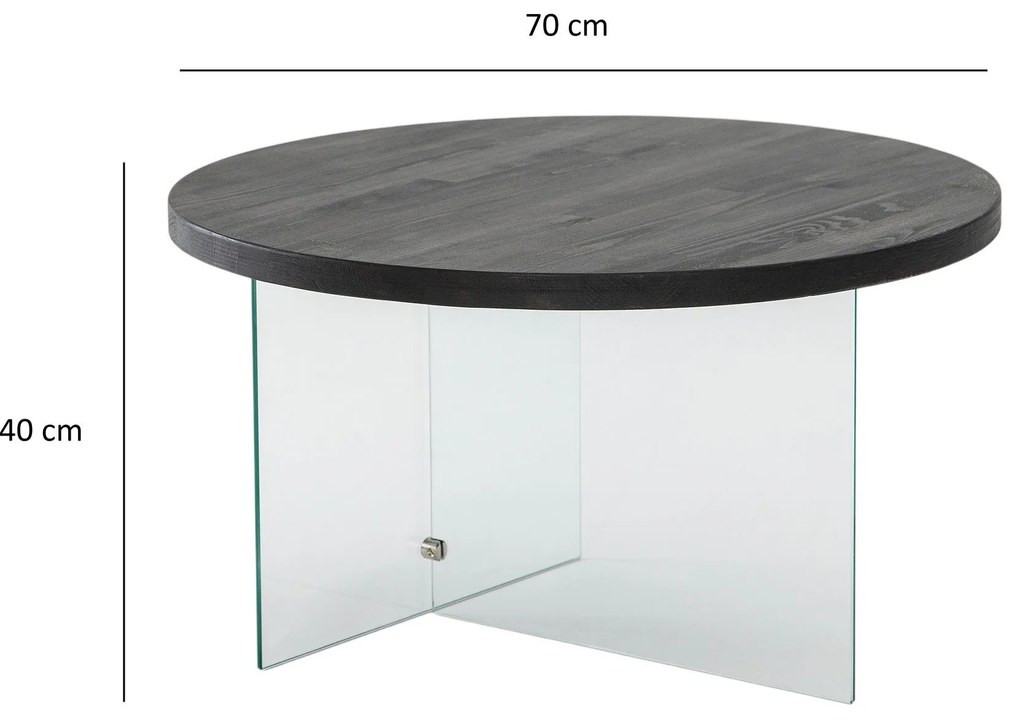 Mesa de Centro Serenity – Antracite e Transparente – 70 cm x 40 cm