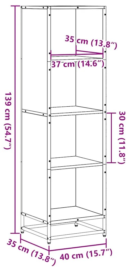 Estante 40x35x139 cm derivados de madeira cinzento sonoma