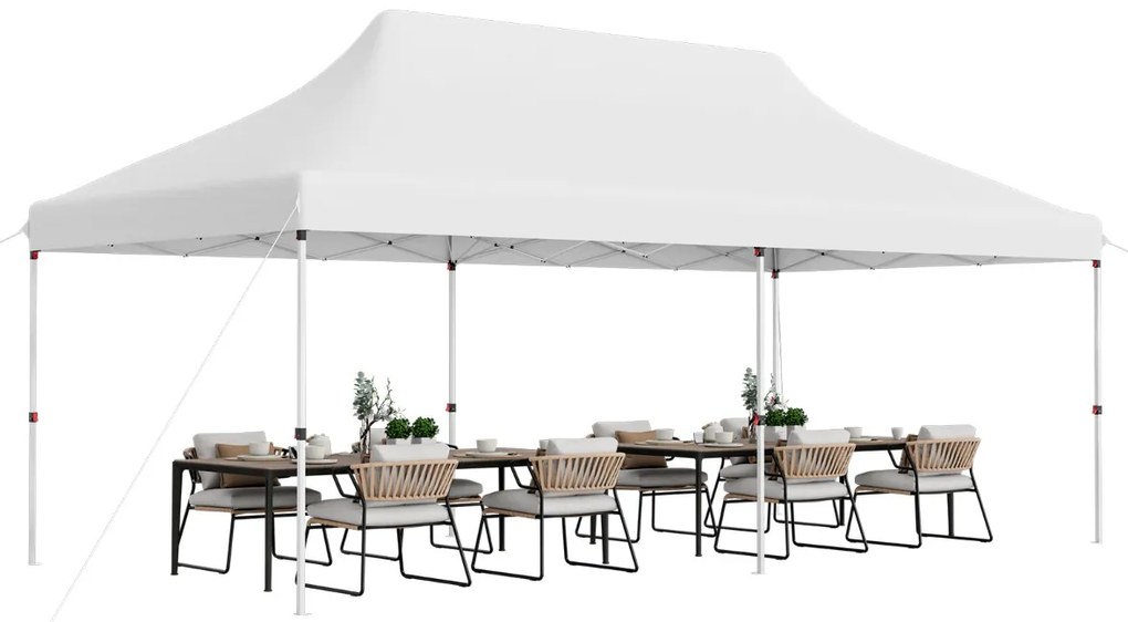Tenda para festas, eventos jardim dobrável impermeável de 3 x 6 m com bolsa de transporte Proteção solar Tenda resistente Branca