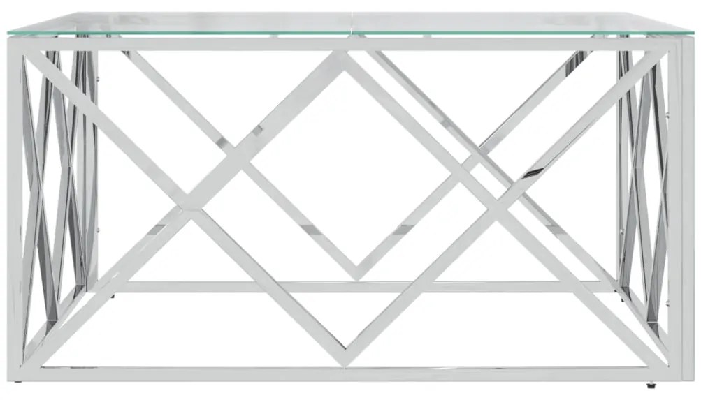 Mesa de centro 80x80x40 cm aço inoxidável e vidro